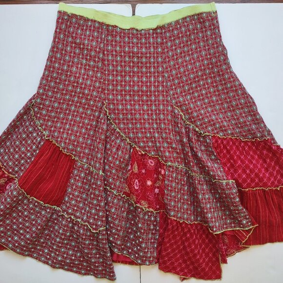 Johnny Was Boho Tiered Floral Patchwork Midi Skirt Flowy Hippie Size Small - Picture 3 of 14